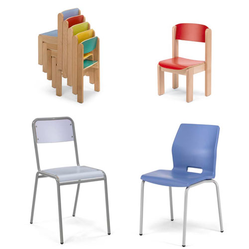 sillas escolares infantiles colores madera hierro plastico polipropileno